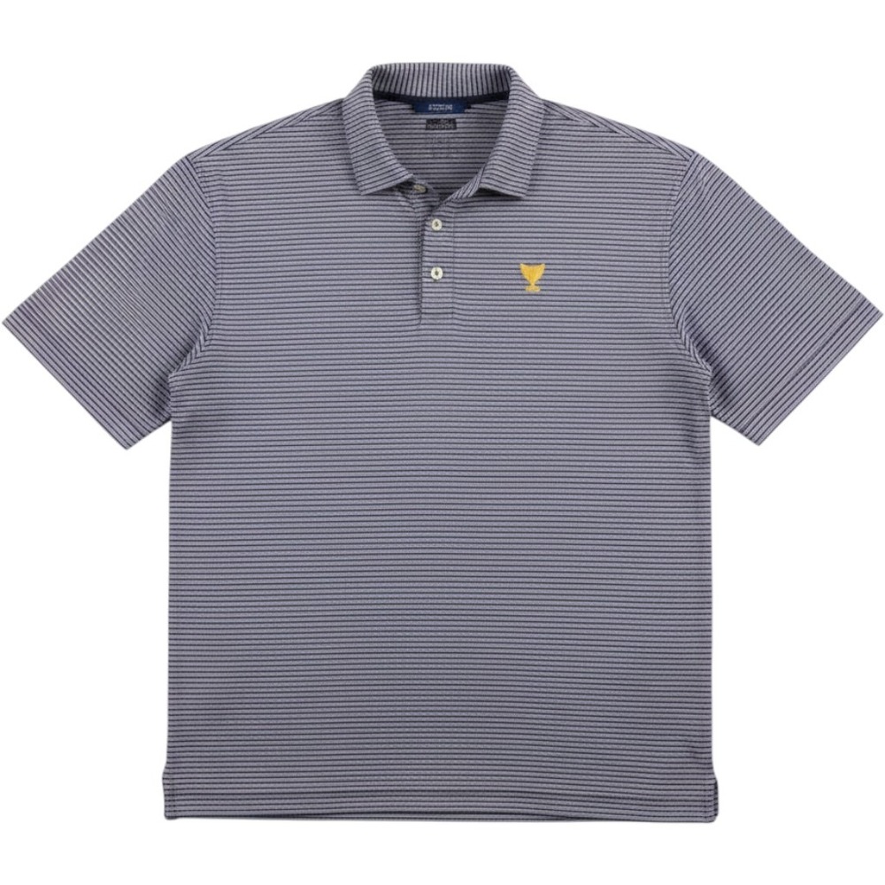Peter Millar Men XXL Polo Shirt Navy White Striped Summer Comfort Presidents Cup